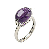 Oval Natural Amethyst Adjustable Rings RJEW-C087-04P-03-1