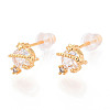 Planet Brass Micro Pave Clear Cubic Zirconia Stud Earrings EJEW-T047-42G-1