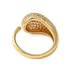 Teardrop Brass Micro Pave Clear Cubic Zirconia Open Cuff Rings for Women RJEW-A046-07G-3