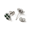Enamel Clover with Crystal Rhinestone Stud Earrings with 316 Surgical Stainless Steel Pins EJEW-A081-12P-02-2