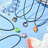 Summer Beach Dyed Synthetic Turquoise Turtle Pendant Necklaces NJEW-JN05020-2