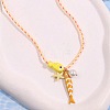 Summer Beach Porcelain & Resin Fish Starfish Pendant Cotton Cord Necklaces with Imitation Pearl WGC747D-02-1