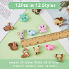 GOMAKERER 12Pcs 12 Style Animals Theme Food Grade Eco-Friendly Silicone Focal Beads SIL-GO0001-32-2