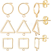 Beebeecraft 24Pcs 3 Style Square & Triangle & Ring Brass Stud Earring Findings KK-BBC0012-84-1