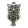 Antique Silver Alloy Halloween Owl Pendant Rhinestone Settings X-TIBEP-20293-AS-LF-1
