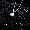 Fashion Real 18K Platinum Plated Alloy Austrian Crystal Round Pendant Necklaces NJEW-DD0001-56B-2