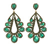 Teardrop Brass with Rhinestone Stud Dangle Earrings FS-WGBB975-02-1