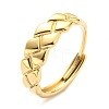 304 Stainless Steel Grooved Rhombus Adjustable Ring for Women RJEW-C016-28G-1