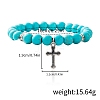 Synthetic Turquoise Beaded Stretch Bracelets PW-WGFC66C-19-1