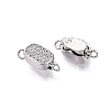 Brass Micro Pave Clear Cubic Zirconia Box Clasps KK-Q074-04P-3