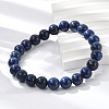 Natural Lapis Lazuli Beaded Stretch Bracelet X-BJEW-F203-06-5