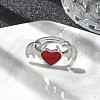 Heart with Wing Enamel Finger Rings RJEW-G337-05P-01-1