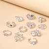 11Pcs Alloy Micro Pave Cubic Zirconia Cuff Rings for Women PW-WGF391D-01-3