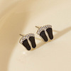 304 Stainless Steel Exaggerated Footprint Stud Earrings BU6703-1-1