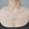 Non-Tarnish 201 Stainless Steel Hollow Shell Pendant Necklace NJEW-OY002-16-2