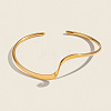 Minimalist Wave Shape 304 Stainless Steel Open Cuff Bracelets for Women LS-XJ3196-1