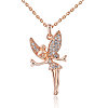 Fairy Real Rose Gold Plated Tin Alloy Pendant Necklaces NJEW-AA00064-36RG-1