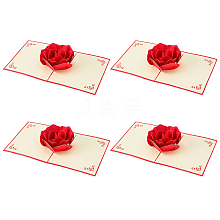 Rectangle 3D Rose Pop Up Paper Greeting Card FIND-WH0152-117