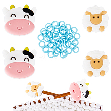 SUNNYCLUE 4Pcs 2 Styles Sheep & Cow Silicone Beads Knitting Needle Protectors/Knitting Needle Stoppers DIY-SC0023-94