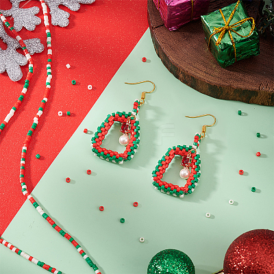 4 Strads Christmas Theme Handmade Lampwork Beads LAMP-PH0001-35A-1