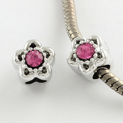 Alloy Rhinestone Star Large Hole European Beads MPDL-R036-65-1