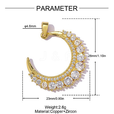 Brass Micro Pave Clear Cubic Zirconia Pendants CU-OY001-48G-1