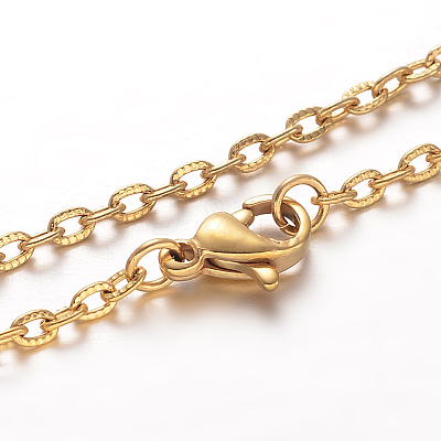 304 Stainless Steel Cable Chain Necklaces NJEW-F195-42-G-1