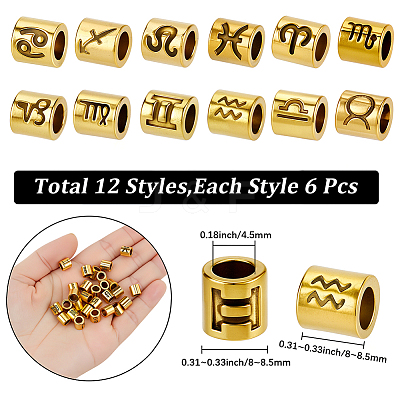 72Pcs 12 Styles Tibetan Style Zinc Alloy European Beads FIND-SC0022-49AG-1