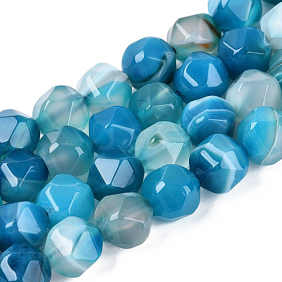 Dyed Natural Banded Agate Beads Strands G-G203-08B-1