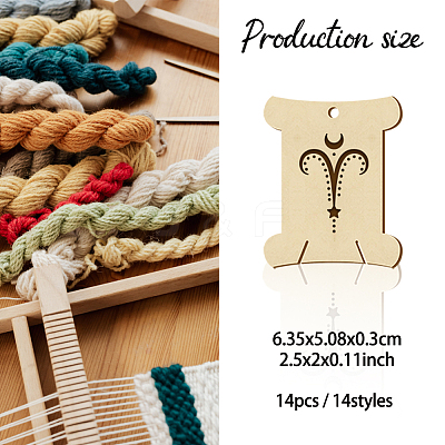 14Pcs 14 Style Plywood Thread Winding Boards WOOD-WH0060-07-1