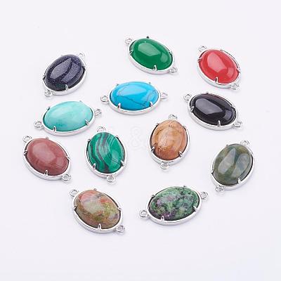 Brass Natural/Synthetic Mixed Stone Links connectors G-E398-04A-1
