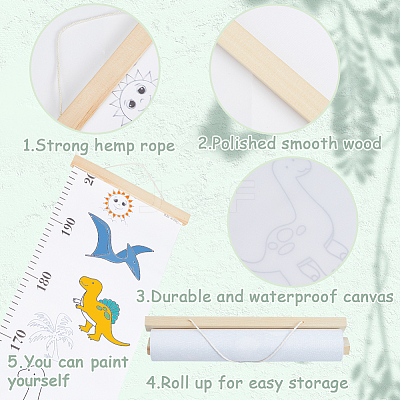 Dinosaur Pattern Removable Height Chart for Kids AJEW-WH0165-72B-1