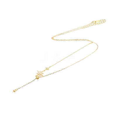 925 Sterling Silver Clear Cubic Zirconia Star Tassel Necklace Making STER-T007-106G-1