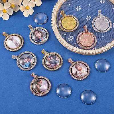 27Pcs DIY Flat Round Rhinestone Pendant Making Kit DIY-SZ0006-48-1
