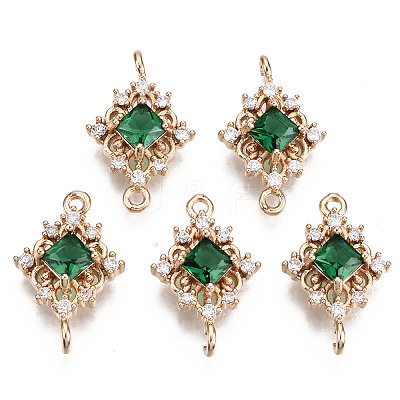 Brass Micro Pave Cubic Zirconia Links Connectors LS-X-KK-R111-014-A01-1