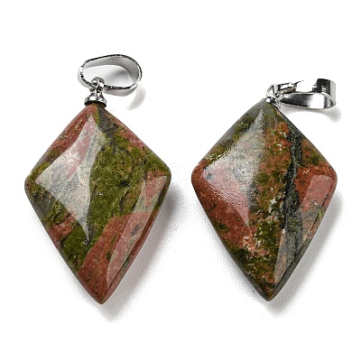 Natural Unakite Pendants G-C066-03A-1