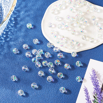 80Pcs Half Rainbow Plated Glass Beads EGLA-TA0013-04A-1