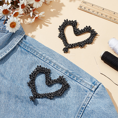 2Pcs Heart Rhinestone Garment Accessores FIND-FG0003-50-1