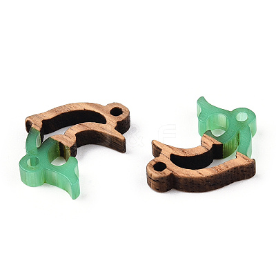 Opaque Resin & Walnut Wood Connector Charms RESI-N039-46E-1