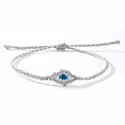 Adjustable Evil Eye Polyester Cord Braided Bracelets for Men Women BI7988-11-1
