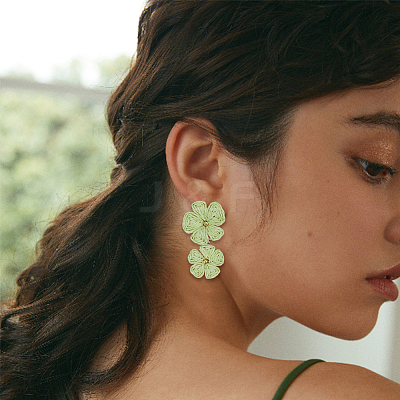 1 Pair Alloy Raffia Grass Stud Earrings EJEW-SP0001-19A-1