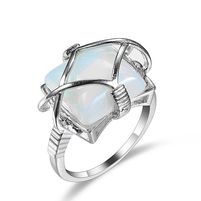 Brass & Opalite Finger Rings FS-WG78CCB-04-1