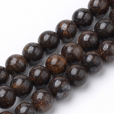 Natural Bronzite Beads Strands G-S272-01-6mm-1