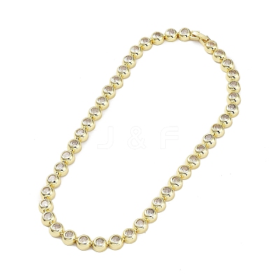 BrassMicro Pave Cubic Zirconia Chain Necklaces NJEW-L170-10G-1