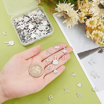 320Pcs 8 Style 304 Stainless Steel Charms STAS-DC0003-20-1