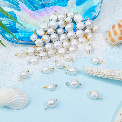 48Pcs 2 Colors Natural Cultured Freshwater Pearl Charms FIND-FI0001-17A-1