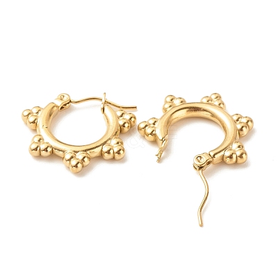 Ion Plating(IP) 304 Stainless Steel Flower Hoop Earrings for Women EJEW-K242-05G-1