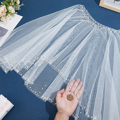 Polyester Gauze Bridal Shawl AJEW-WH0481-225-1