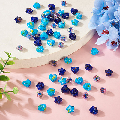 80Pcs 8 Styles Millefiori Glass Beads Strands GLAA-TA0003-43B-1