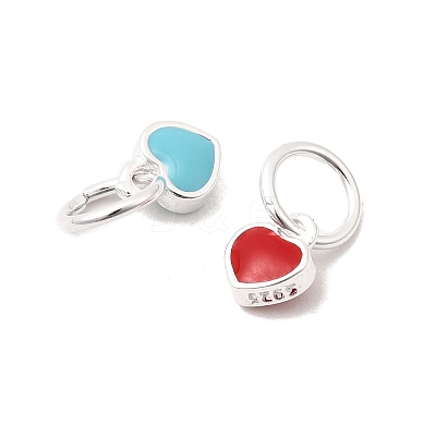 925 Sterling Silver Enamel Heart Charms STER-K188-07S-1